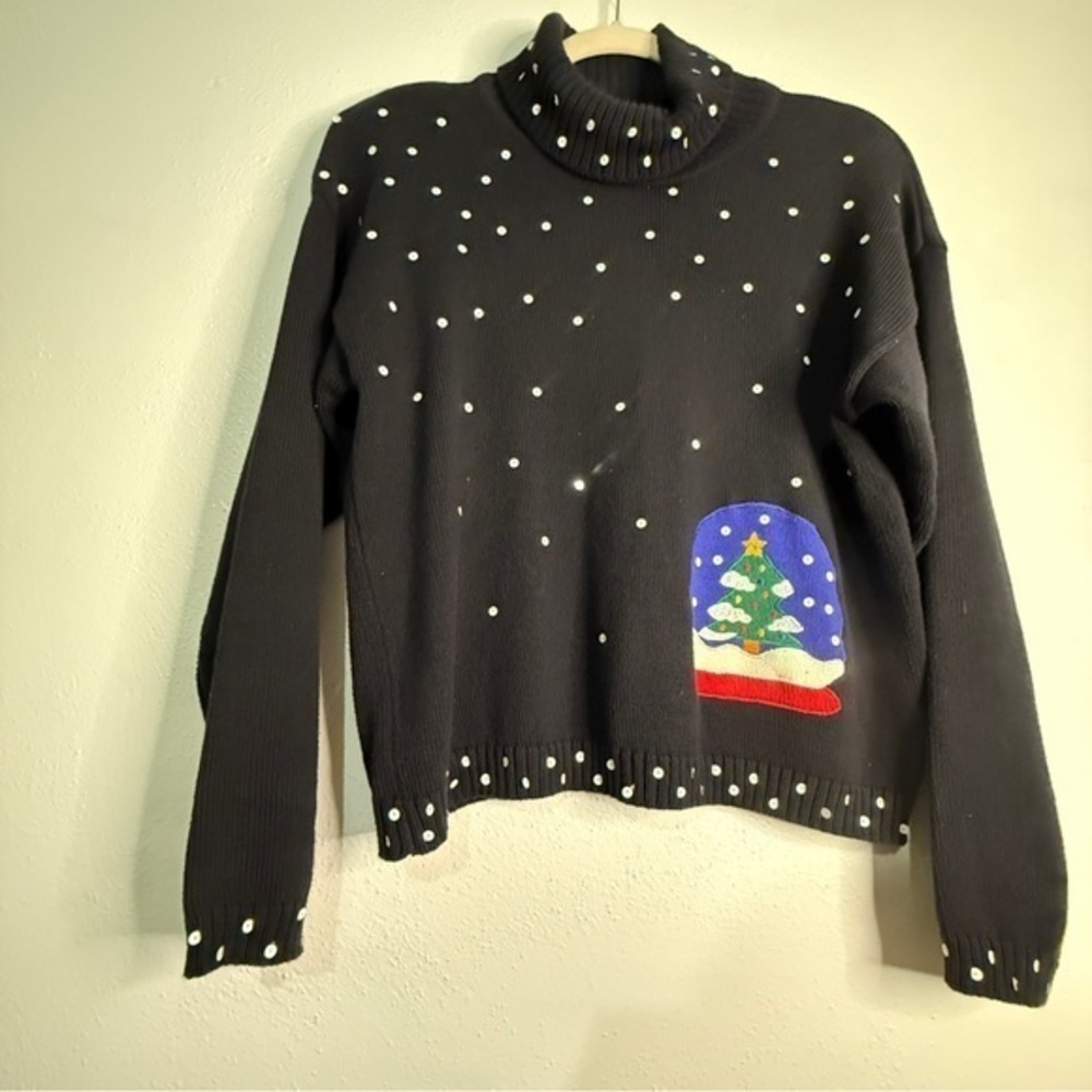 Richard Sport Vintage Black Turtleneck Holiday Sweater. 100% cotton. Sz S.